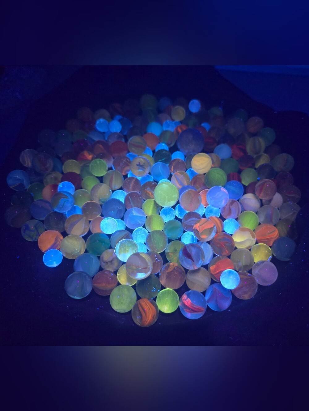Vintage Marbles ~200 Mixed UV Reactive Glass The Best From My Collection
